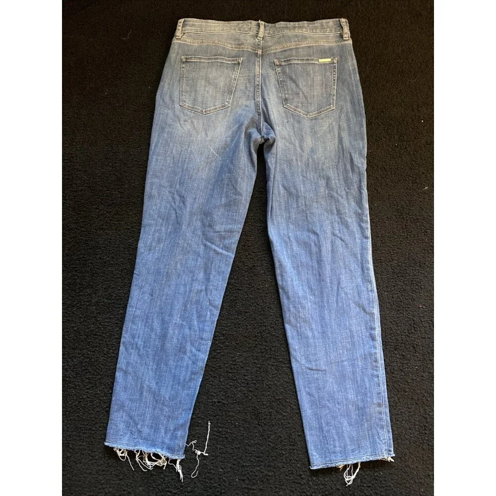 WHBM White House Jeans Womens 10 Blue Girlfriend Distressed Frayed Hem Stretch - Picture 5 of 5